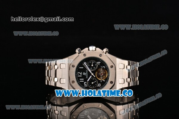 Audemars Piguet Royal Oak Tourbillon Asia Automatic Full Steel with Black Dial and White Arabic Numeral Markers - Click Image to Close